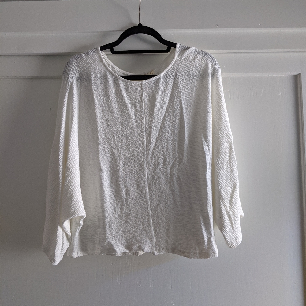 Maeve Claire Pullover Shirt in white, size small.